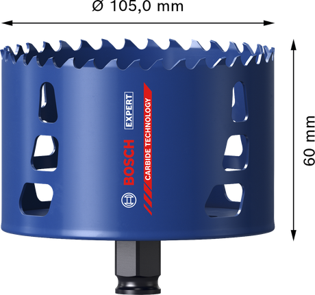 BoschEXPERT 多材料 105 毫米孔锯，配有硬质合金齿。.